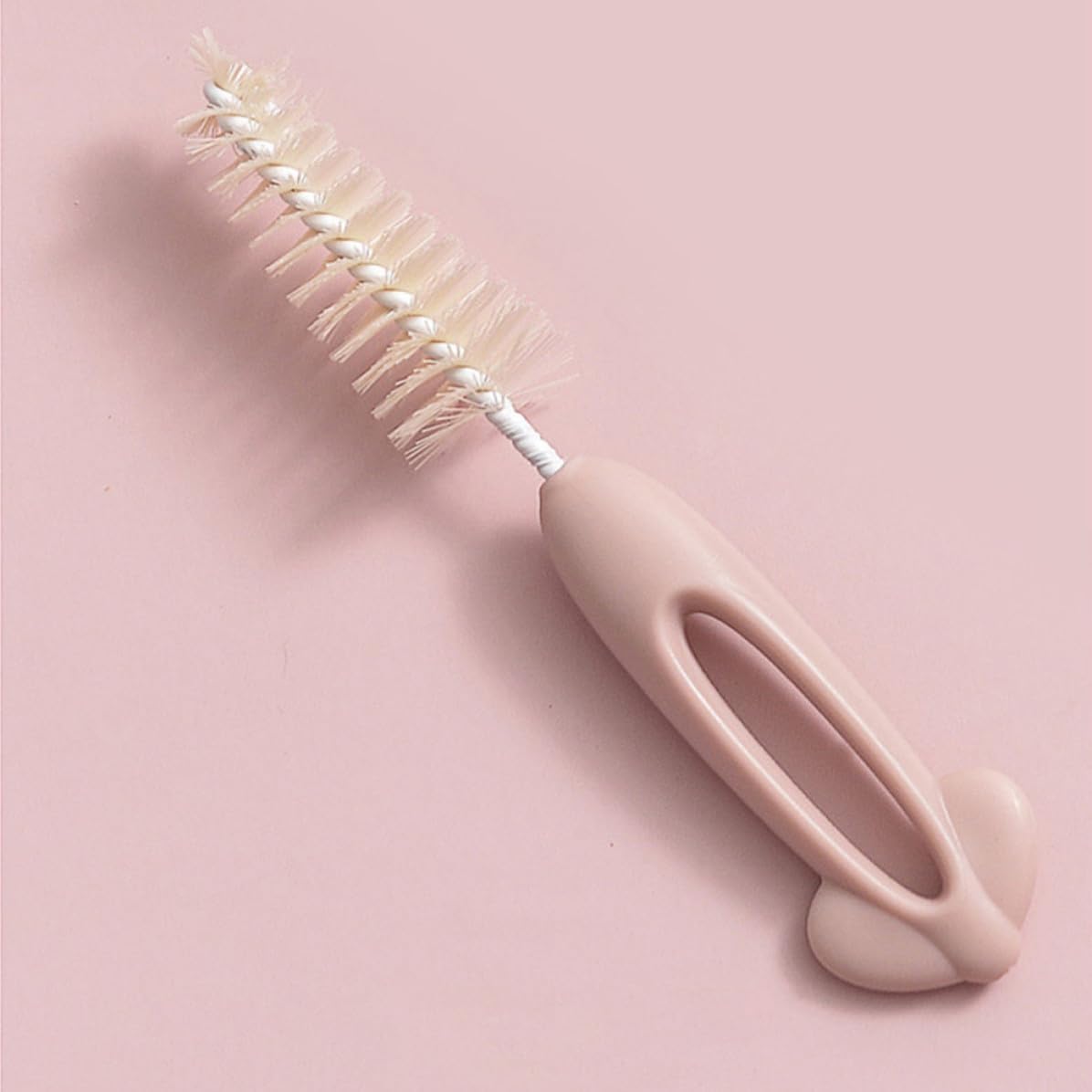 VOSAREA Bottle Cleaning Brush with Long Handle Nylon Bristles Safe to Use for Bottles and Cups, Pink Pacifier Cleaner for Home and Travel