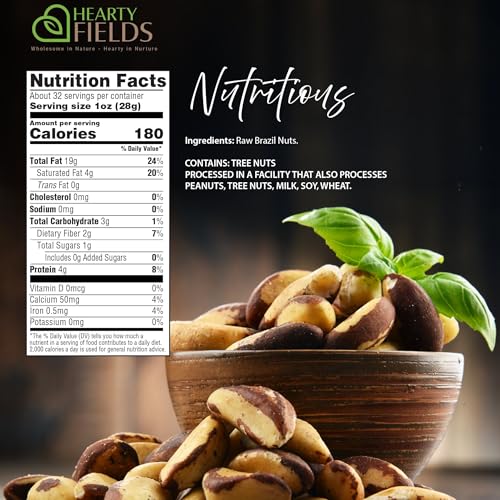 Hearty Fields - Raw Brazil Nuts Unsalted, No Shell, Whole, (32 Oz - 2 LB) Wholesome In Nature - Hearty In Nurture Healthy Protein Food Snack, Food Assortments - Thumbnail 2