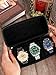 Watch Travel Case, 3 Slot Fashion Watch Box Organizer with Pillows, Portable Watches Holder with Zipper, Black Watches Storage and Display Case for Men and Women Present, 22x9x8.5cm
