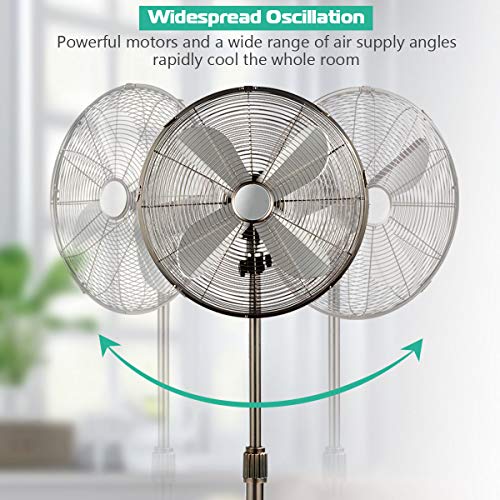 Tangkula 18-Inch Metal Pedestal Fan, Industrial Metal Standing Fan W/Powerful Motor, Height & Wind Speeds Adjustable Fan W/Wide Oscillation Angle, Perfect For Gyms, Warehouses (Black) #TOP4