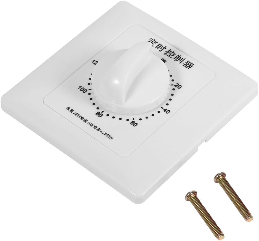 Mechanical Timer, AC 220V Wall Mount Countdown Timer, Reliable 30 60 120 Minutes Settings, Heavy Duty Timer Switch, for Home Office Industrial Use Fans Water Heaters Pumps Routers