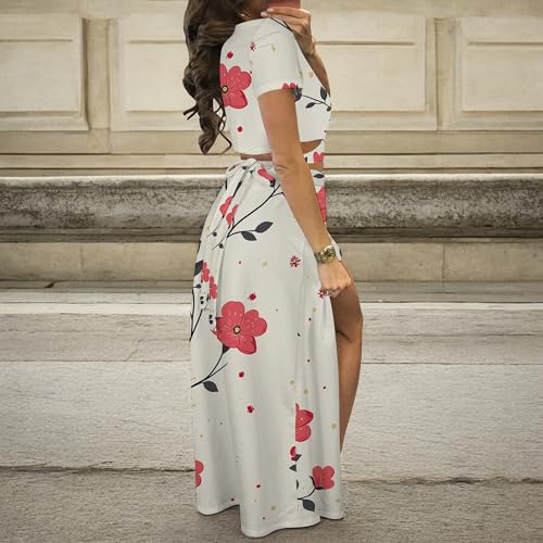 Image of MESLIMA Two Piece Dresses Sets for Women Summer Boho Maxi Dresses