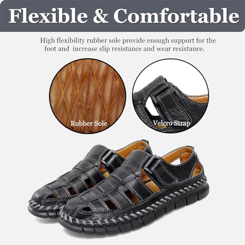 Qiucdzi Men Sandals Closed Toe Hiking Sandals Waterproof Fisherman Walking Sandals for Summer Beach2