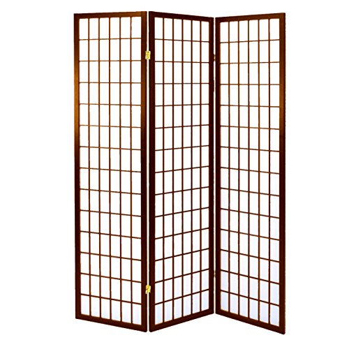 Vacchetti Giuseppe 42030500NO - Biombo de Papel de arroz, 3 Puertas, cartón, Nogal, 45 x 2,5 x 180 cm