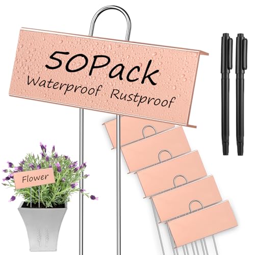 WSICSE 50-Pack Metal Garden Plant Labels, 10.6" Waterproof Garden Markers with Pen Reusable Nursery Tags for Vegetables Flower Seed Greenhouse