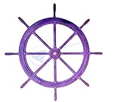 Rueda náutica de madera violeta envejecida | Regalo decorativo vintage de la marina marítima Nagina International