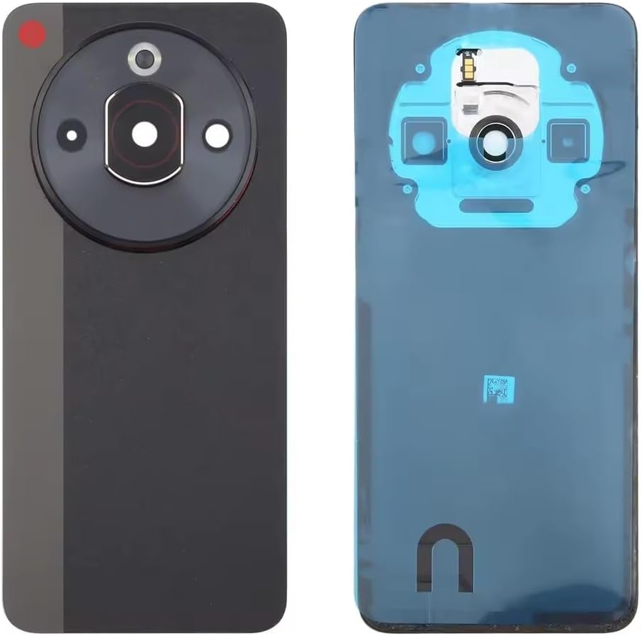 Compatible Rear Glass Panel for ZTE Nubia Focus Pro 5G Model NX707J – Battery Door Back Cover, Battery Back Cover Housing Replacement Part (Black with Frame)