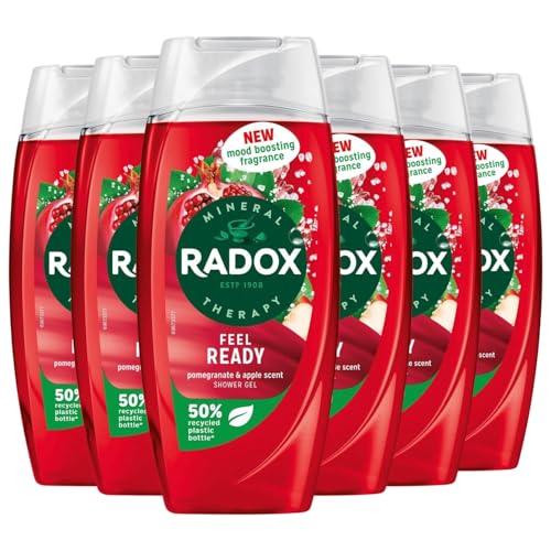 Radox Mineral Therapy Feel Ready Body Wash Shower Gel uniquely blended with pomegranate & apple fragrance for an uplifting refreshing shower experience 6x 225ml