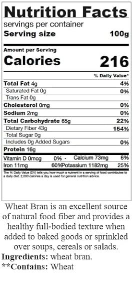 SweetGourmet Baker's Wheat Bran | Natural Foods | 2 Pounds