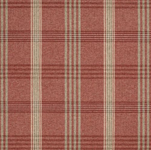 Red Stain Resistant Performance Pet Friendly Plaid Woven Pattern Upholstery Fabric by The Yard - SKU: Kevin Brick