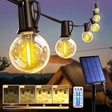 ROVLAK Catena Luminosa Esterno Solare 15M, Luci Solari Giardino con 25+3 Lampadine G40, 8 Modalità di Luce, Luminosità Regolabile, IP44 Impermeabile, Filo Luci LED per Giardino Terrazza Gazebo