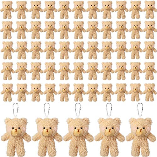 Sosation 100 Pieces Mini Bear Bulk Toy 4.7 Inch Stuffed Small Bear Keychain Tiny Bear Stuffed Animal Mini Plush Bear Doll Gift For Diy Keychain Baby Shower Christmas Party Favor (Brown) #TOP6