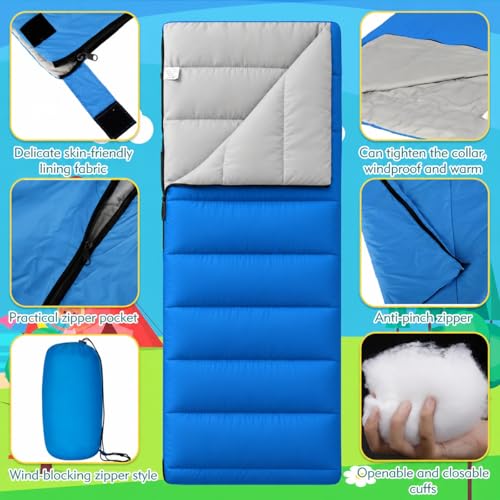 Macarrie Set de 3 Bolsas de Dormir para Camping 0 Grados, para Adultos y Niños - Para clima cálido, portátil y compacto con bolsa de compresión miniatura 2
