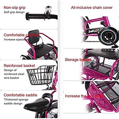 Volwassen Driewielers 16inch Trike Fiets Met Boodschappenmandje 3-Wiel Fiets Voor Recreatie Winkelen Heren Dames Fiets… - Afbeelding 6