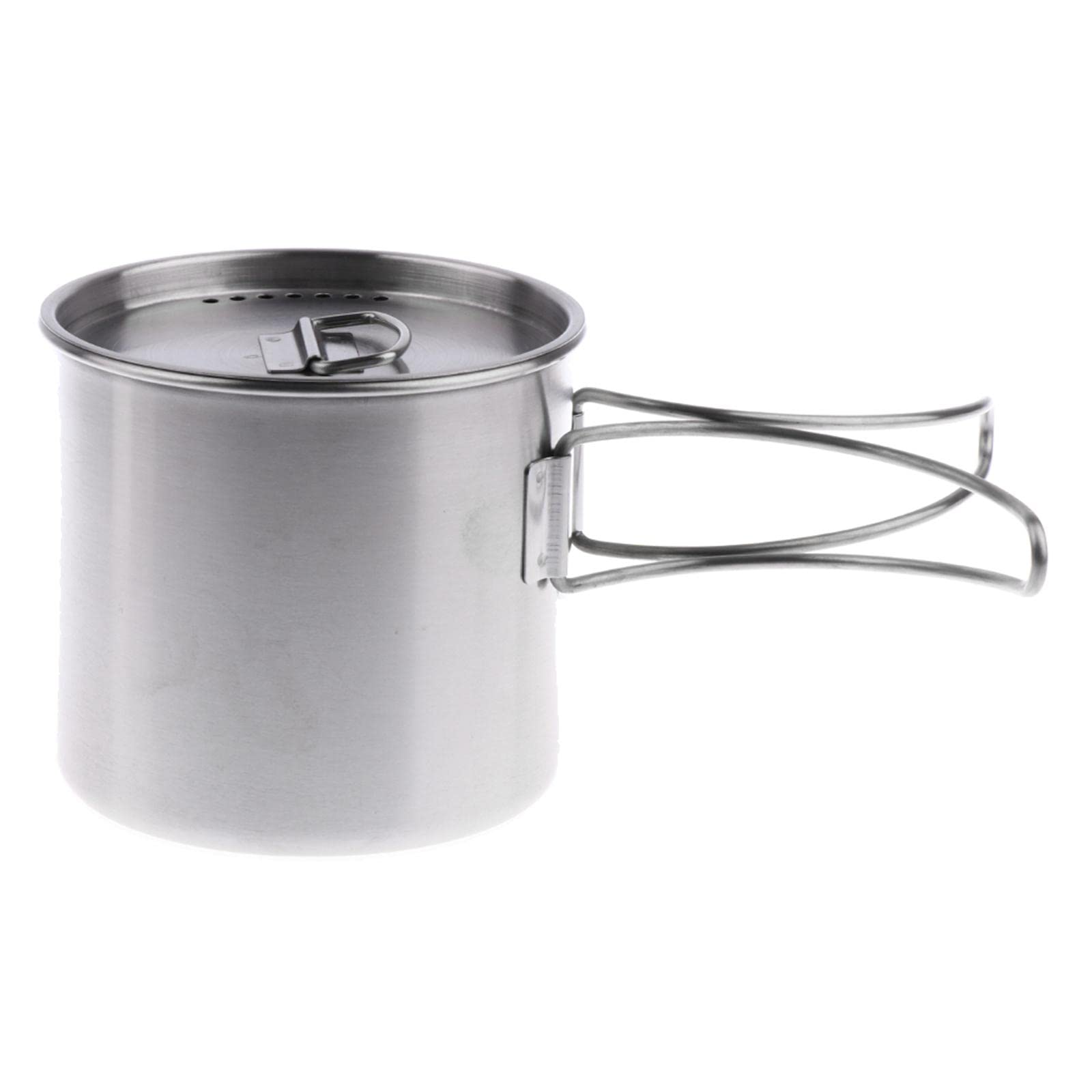 Gobelet de Camping Acier Inoxydable avec Poignée Pliable et Couvercle à Trous d'Aération Échelle Graduée Pratique Adapté aux Activités de Camping