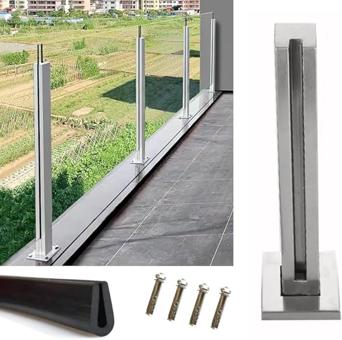 Poteau de garde-corps carré en verre argenté de style premium