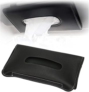 Tissue Holder for Car, Car Visor Tissue Holder,Car Sun Visor Napkin Holder Car Mask Holder PU Leather Tissue Box for Car Visor, Seat Back, Side Door, Car Decoration (Black)
