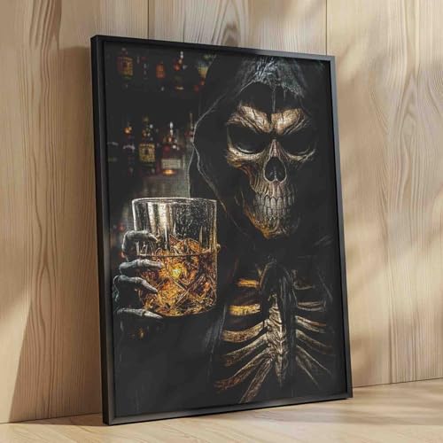 Gothic Sensenmann Puzzle 1000 Teile für Erwachsene und Familien Whisky Totenkopf Skelett Día de los Muertos Motiv Passgenaue Teile… – Ansicht 4