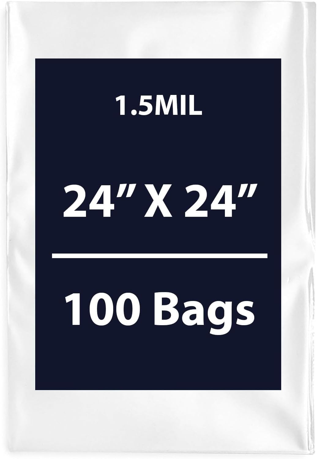 Multiple Sizes Clear Flat Poly Bags, 1.5Mil 24" X 24" & 100 Bags | Low-Density Polyethylene (LDPE), Flat Open Top Plastic Packaging Packing | Flexible and Durable Plastic Bag