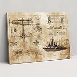 Leonardo Da Vinci Canvas Print - Futuristic Invention Sketches - Leonardo Da Vinci, Canvas Print, Leonardo Da Vinci, Home Decoration, 30' x 20'