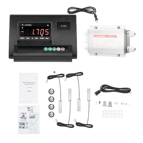 FJYAWEN - Livestock Scale Kit, 5000kg/11023lbs High Precision Animal Pallet Scale, Load Weighing Indicator, Steel Beam Compression Load Cell with 4-Wire Junction Box for Cattle Pigs Sheep