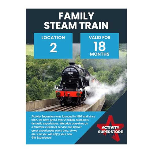 Activity Superstore Family Steam Train Gift Experience Voucher - Available at 2 UK Locations, 18-month Validity, Experience Days, Train Gifts, Retirement Gifts