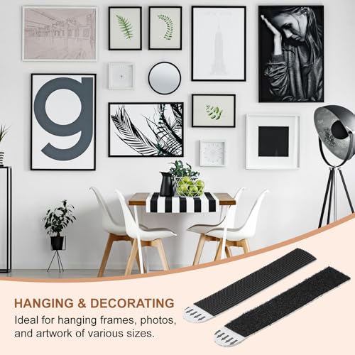 Image of PATIKIL 40-Pairs (80 Strips) Picture Hanging Strips, Heavy Duty Picture Hanging Strips Kit Removable Wall Hanging Strips Without Nails for Decorations, Black 99 x 20mm