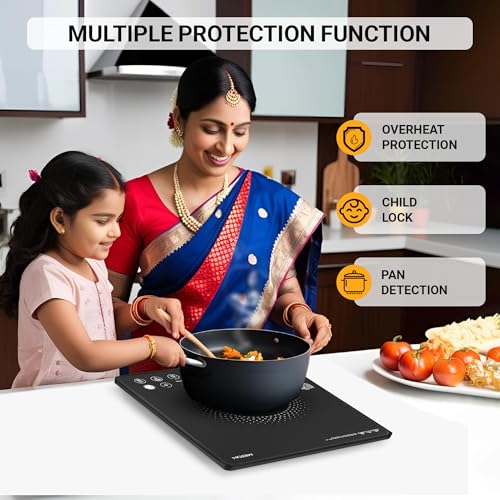 Image of Milton Elio Elite 21.0 Slim Portable Induction Cooktop | Child Lock, LED Display Panel, 5KV Surge Protection, Timer & Preset Menu Functions, Fast Cooking |2100 W Slim Feather Touch | 3-Year Warranty