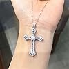 OBCPD Long Diamond cz Cross Pendant 925 Sterling Silver Wedding Pendants Necklace For Women men Gemstones Jewelry Gift #3