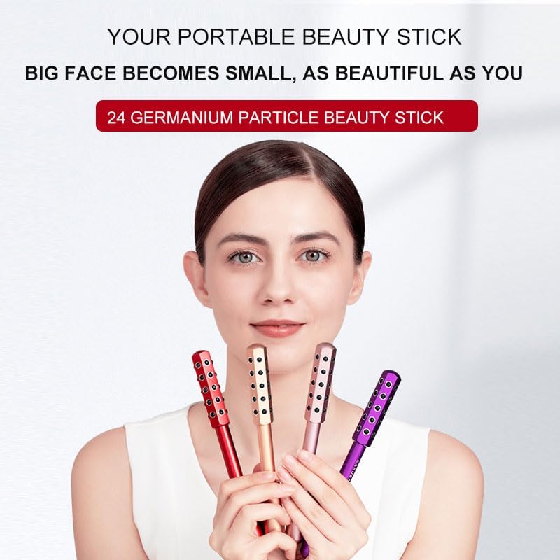 24-Stone Germanium Facial Roller – Cooling Face & Eye Massager for Lifting, Sculpting, De-Puffing, Neck & Jawline, Anti-Aging Skincare Tool