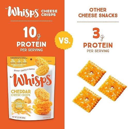 Whisps Cheese Crisps Cheddar Cheese | Protein Chips | Healthy Snacks | Protein Snacks, Gluten Free, High Protein, Low Carb Keto Food (2.12 Oz, 3 Pack) - Thumbnail 3