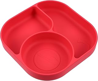 Toyvian 1Pc Placa De Jantar Placas De Sucção Para Crianças Placas De Sucção Para Bebê Silicone Utensílio Resto Sílica Gel Vermelho Durável Bebê Otário Talheres Prato De Jantar Prato De