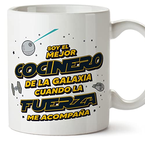 MUGFFINS Tazas para COCINERO hombre - En Español - Mejor de la Galaxia Cuando Fuerza me Acompaña - 11 oz / 330 ml - Regalo original y divertido