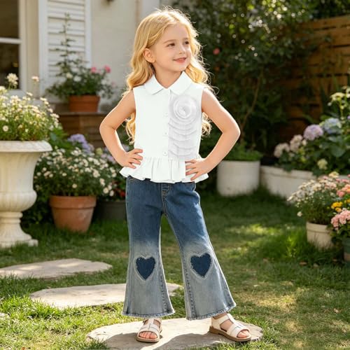 Conjunto de verano para niñas ropa cómoda de algodón y pantalón elástico 3