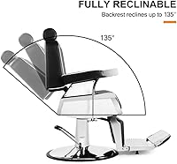 Vista 6 de Artist hand Barber Chair Barbershop Chairs Hydraulic Recline Barber Chairs Salon Chair for Hair Stylist Tattoo Chair Barber Salon Equipment(Black1)
