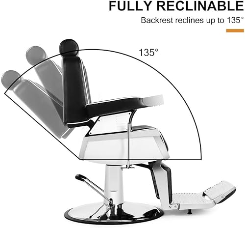 Miniatura 6 de Artist Hand Silla de peluquero reclinable hidráulica resistente silla de peluquería para estilista silla de tatuaje equipo de peluquería negro1