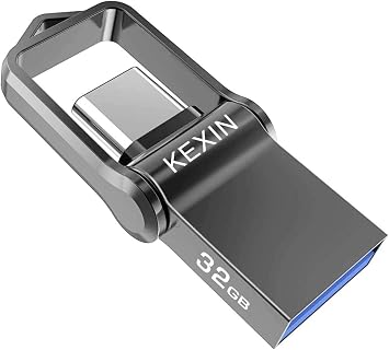 KEXIN 32G USB C Flash Drive USB 3.0 Metal Dual Drive 32 GB USB Stick Mini-Size OTG Memory Stick for Type-C Android Smartphones Tablets