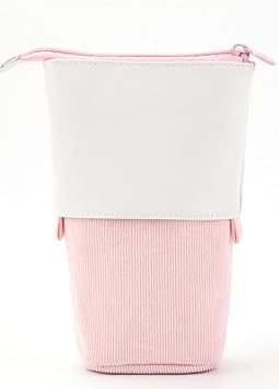 Pop-Up Pencil Case, Large Capacity Holders Stationery Bag, Cute Sliding Pencil Case Organise with Zipper Makeup School Bags-Pink