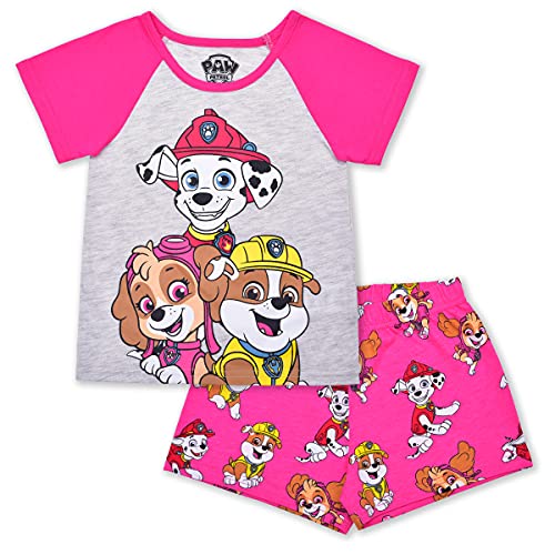 Nickelodeon Paw Patrol Girls’ Short Sleeve Shirt And Shorts Set For Toddler And Little Kids – Pink/Grey #TOP4