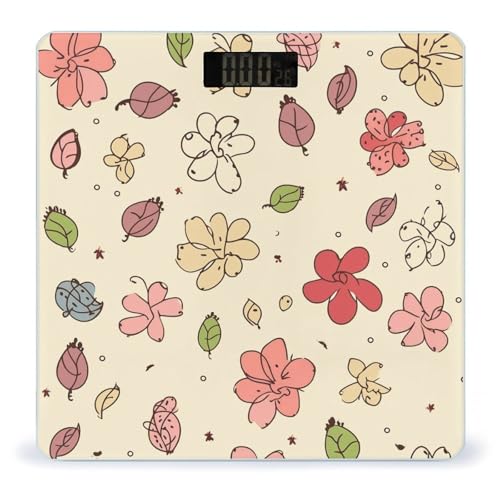 Báscula de baño digital con diseño floral y pantalla LCD miniatura 1