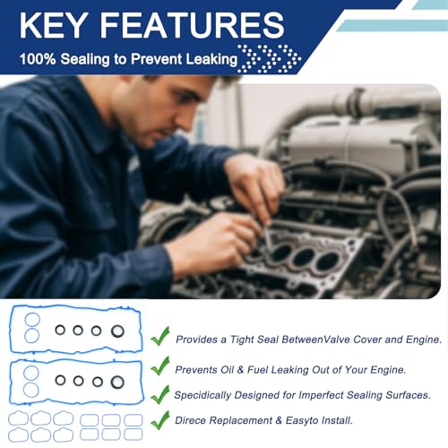 Image of 3.6L Valve Cover Intake Manifold Gasket Set Compatible with Jeep Dodge Chrysler 200 300 Wrangler Cherokee Journey Challenger Charger Durango Ram 1500 ProMaster 3.6 V6 2011-2020 VS50805R 5184596AE
