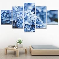 SIGNWIN 5 Panel Canvas Wall Art Blue Petals for Home Decorations Ready to Hang - 60