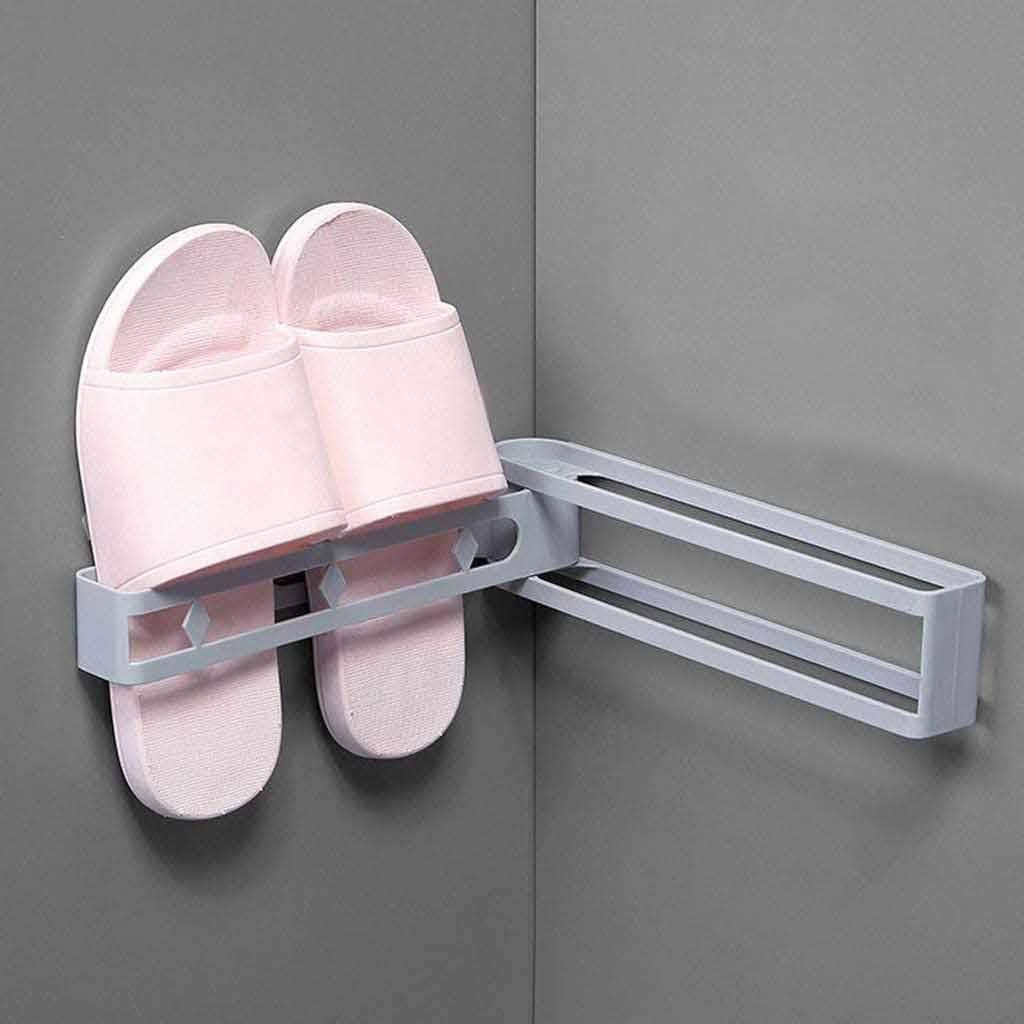 Slippers Rack Shoes Organizer 3 in 1 Wall Mounted ABS Holder with Self Adhesive for Bathroom
