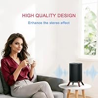 Vista 6 de Soporte de escritorio de madera natural para altavoz Sonos Era 100, soporte de trípode estable de madera con marco de metal, diseño de fácil