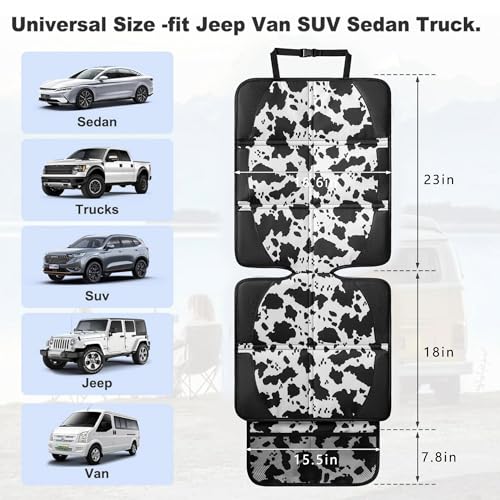 Image of Car Seat Protector for Child Car Seat, 2 Pack Baby Car Seat Covers with Mesh Pockets & Non-Slip Backing 600D Durable Seat Protector Under Baby Car Seat for Car Back Seat (Cow Print, Large)