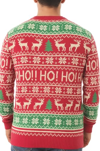 Christmas Sweater Funny Knit Pullover Mens Festive Crewneck Party Holiday Reindeer Santa Snowman Tree Gift for Xmas3