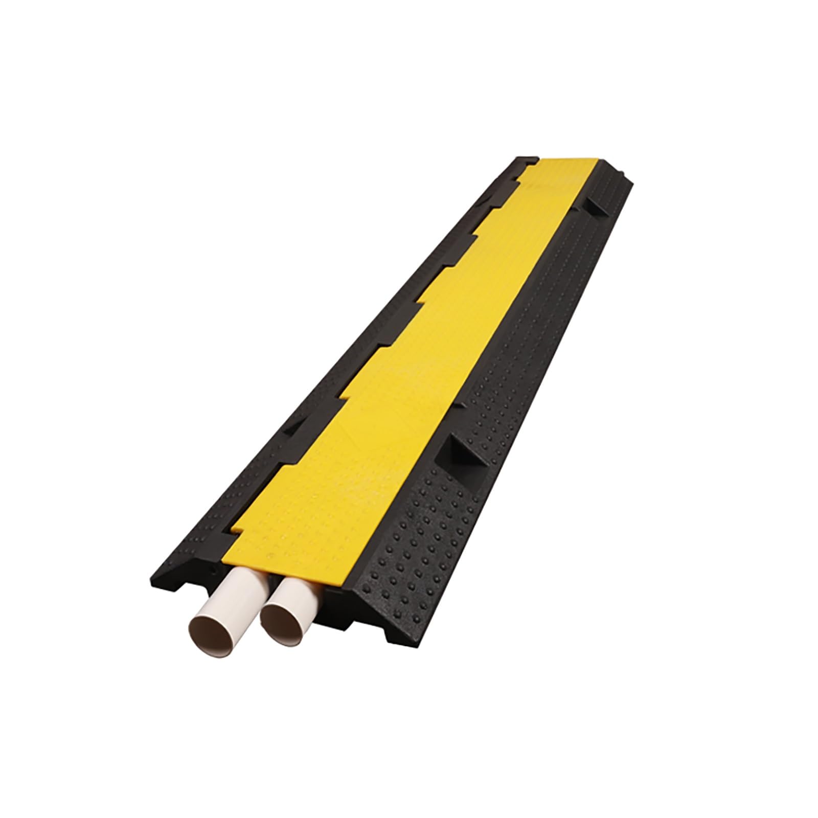 FQMYLTYN Rubber Cable Ramp, 2 Channel 39" Long Black & Yellow Cable Protector Ramps w/Flip-Open Top Cover for Wire/Hose/Pipe Hider Driveway & Indoor (