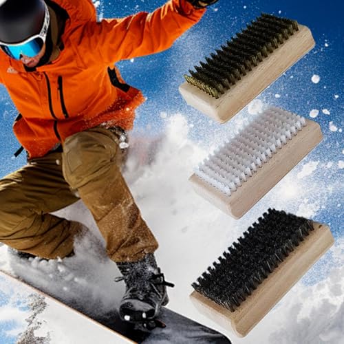 Kit de Cera de esquí, Juego de 3 cepillos de Limpieza de Snowboard, Juego de cepillos portátiles para el Cuidado del esquí, Cepillo de Pulido para Tabla de esquí, Incluye de Caballo, Cepillo de - imagen 3