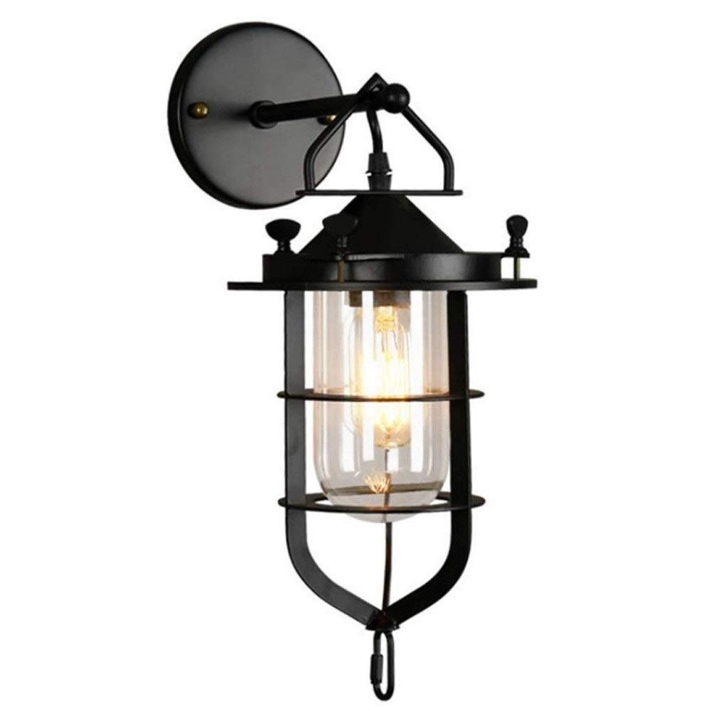 Lampe murale de style chinois vintage en verre transparent et noir mat