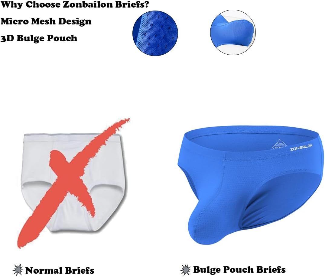 ZONBAILON Sexy Bulge Enhancing Pouch Brief Underwear for Men – 1 or 2 or 4 Pack Micro Mesh Briefs - Image 3
